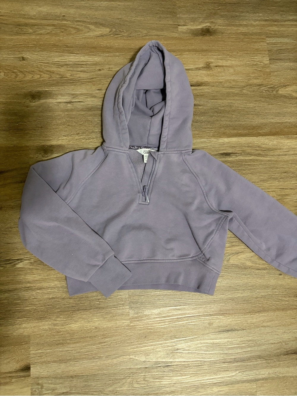 Athleta Lavender Cropped Half-Zip Hoodie Sweater